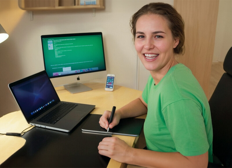 Woman working from home